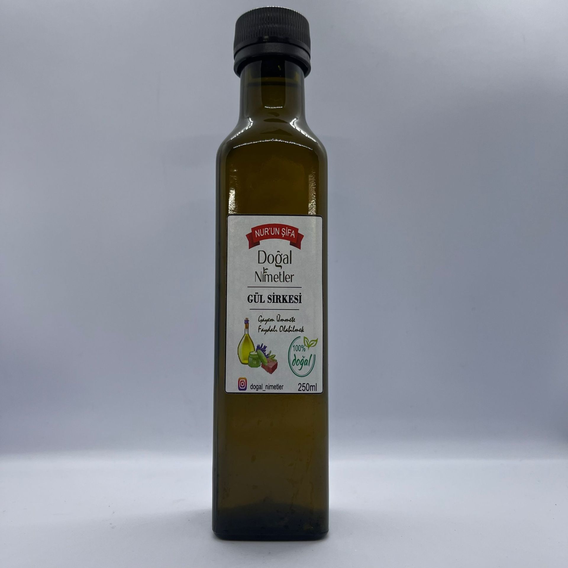 GÜL SİRKESİ 250ml ( ISPARTA GÜLÜ - GÜL YAĞI KATKILI )